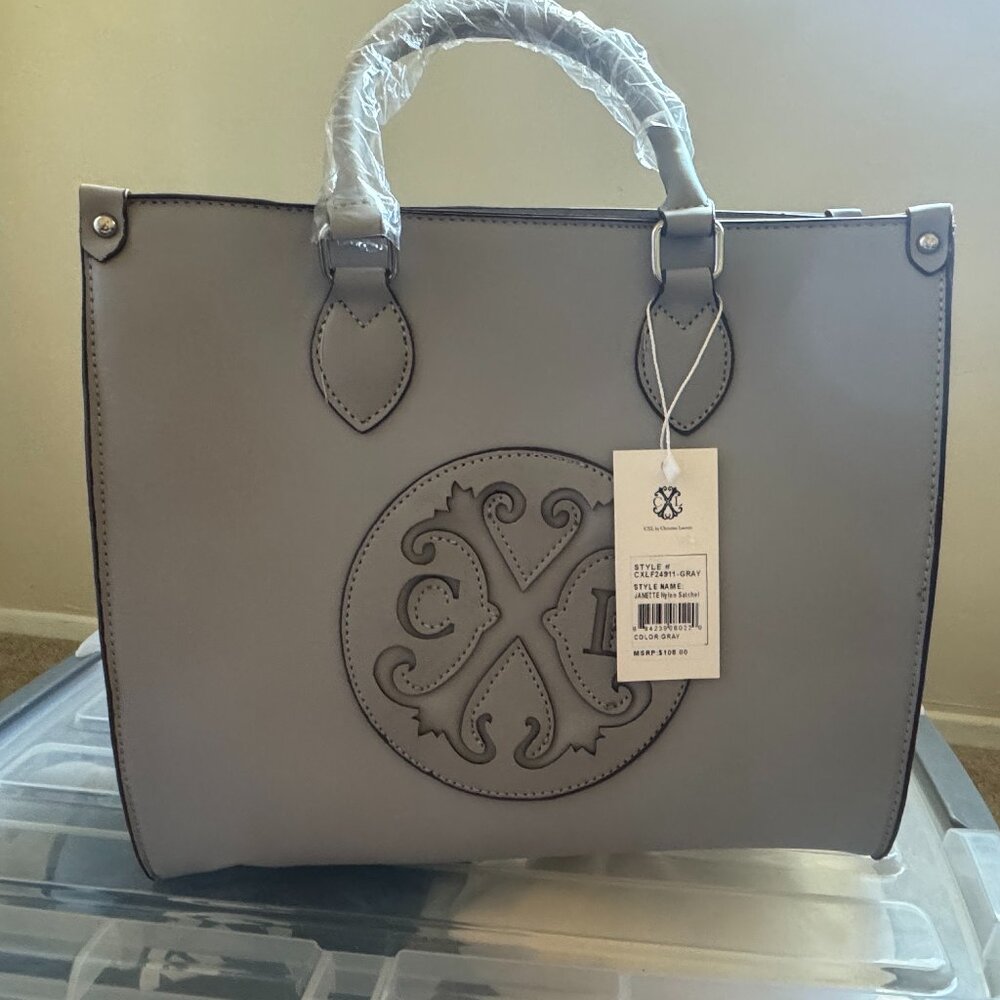 CXL Christian Lacroix Janette Nylon Gray Satchel Purse Handbag With Top Handle